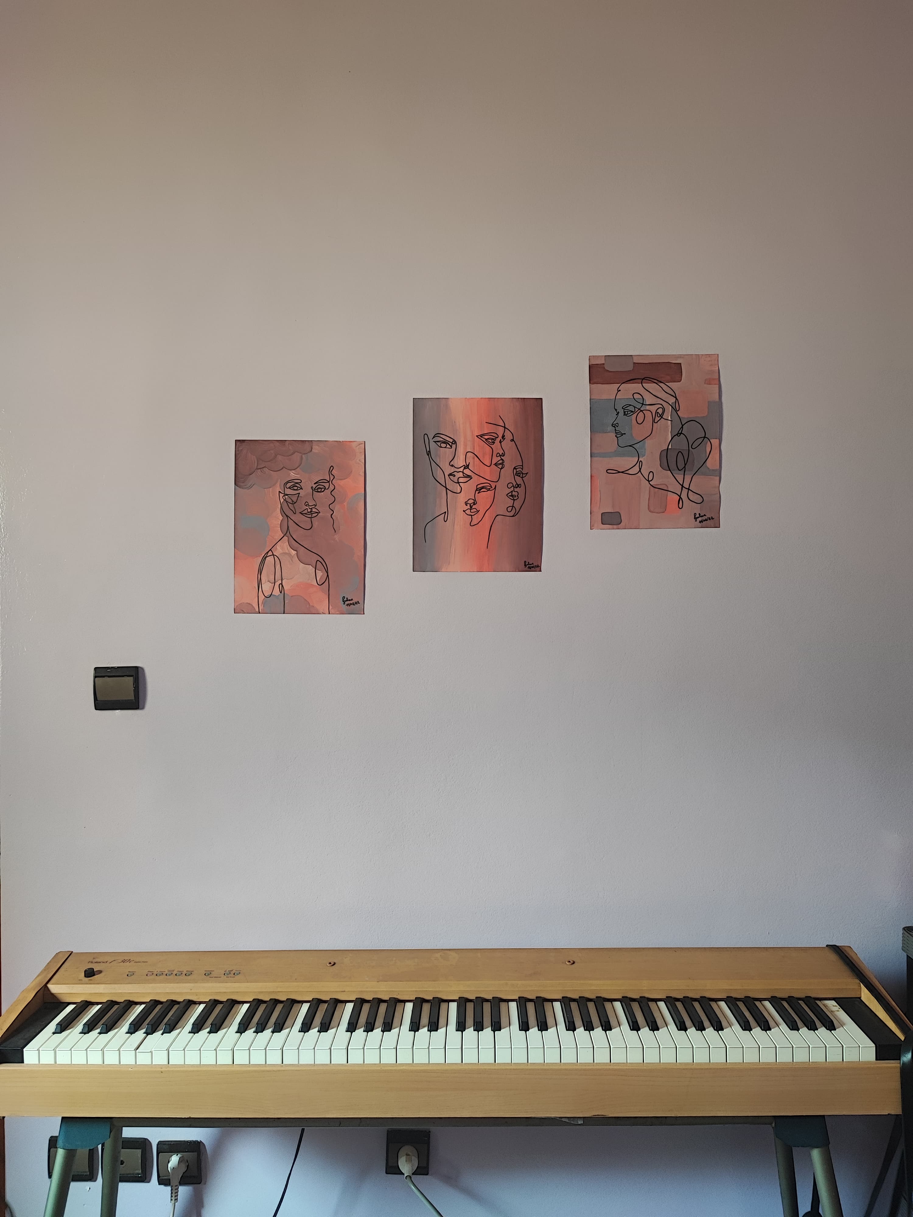 3 line art paintings