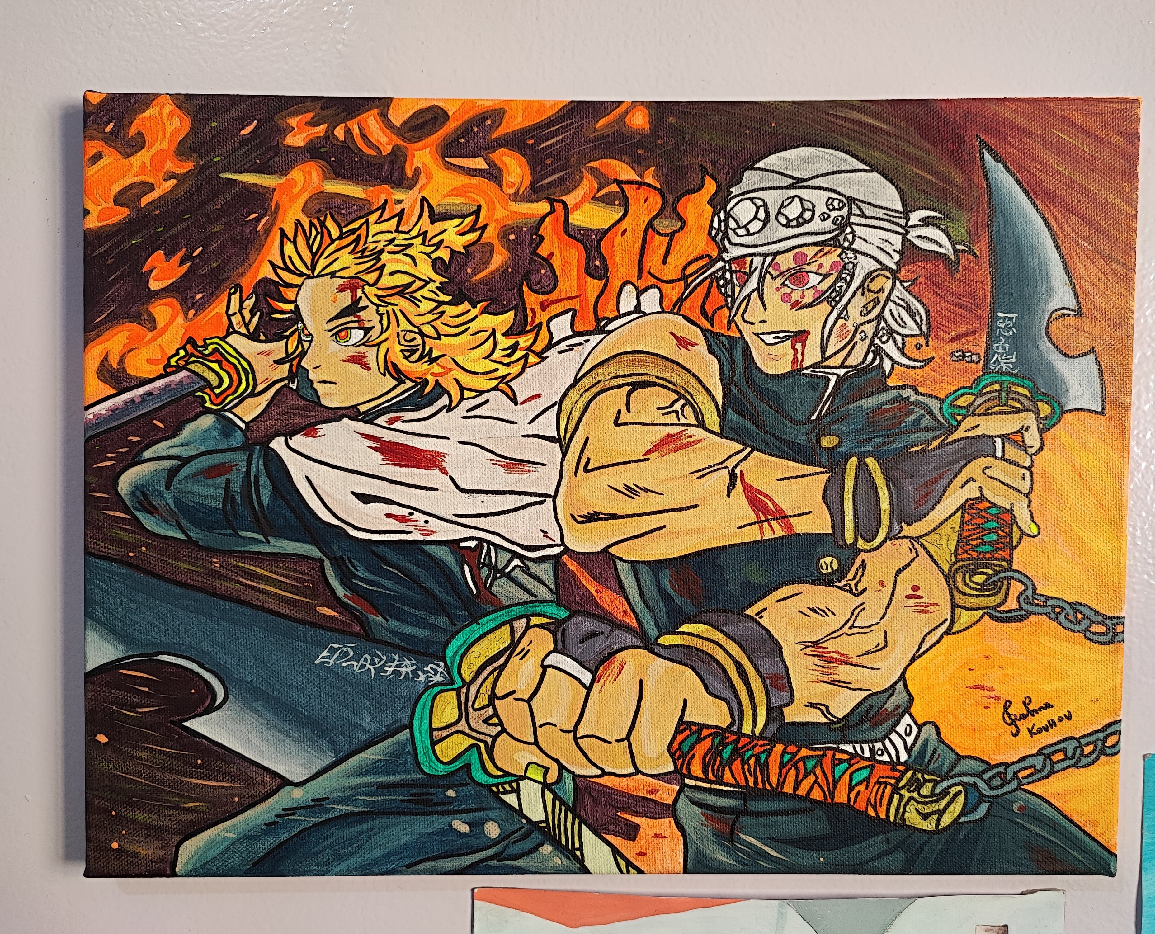 Rengoku and Tengen glowing in the dark