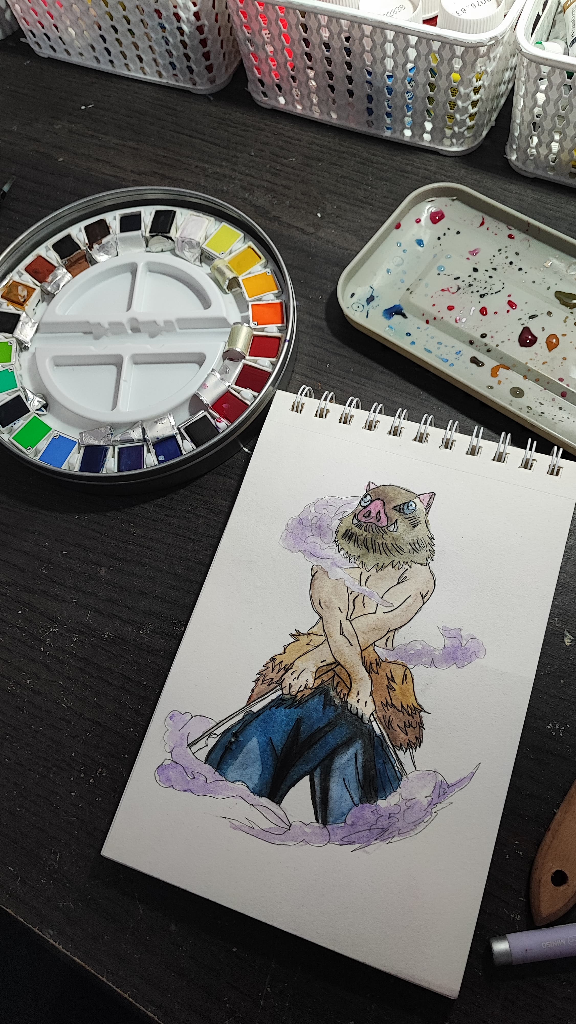 Inosuke Demon slayer using Watercolor