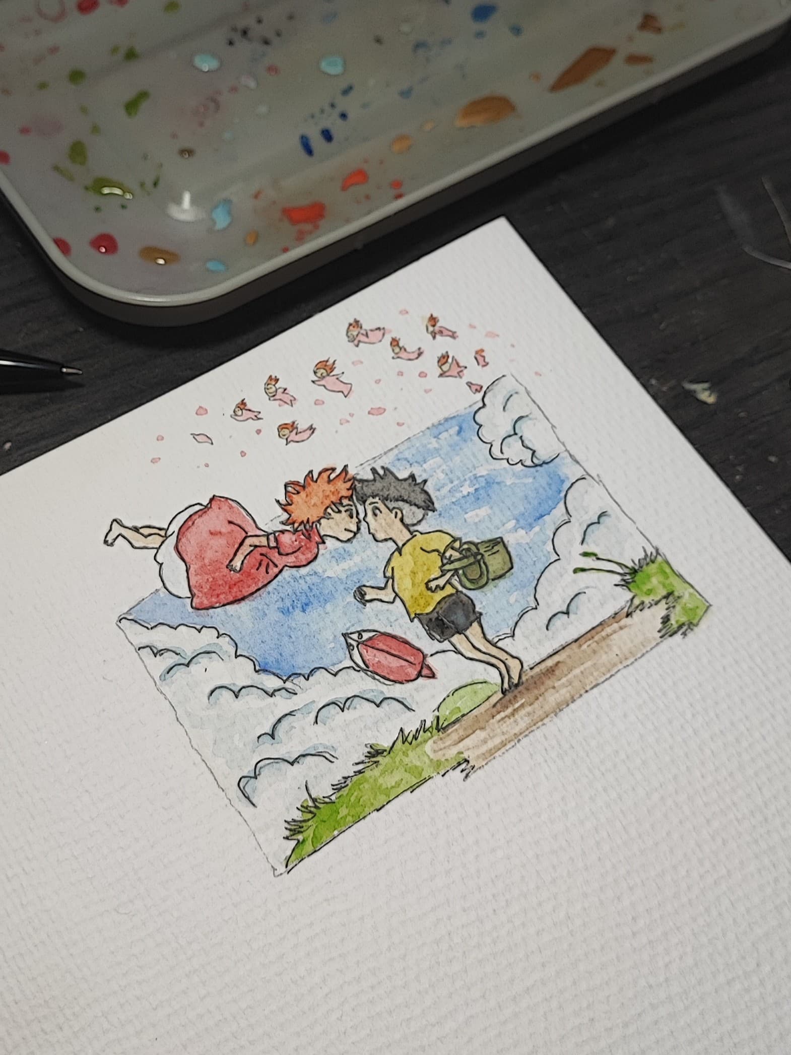 Ponyo watercolor painting