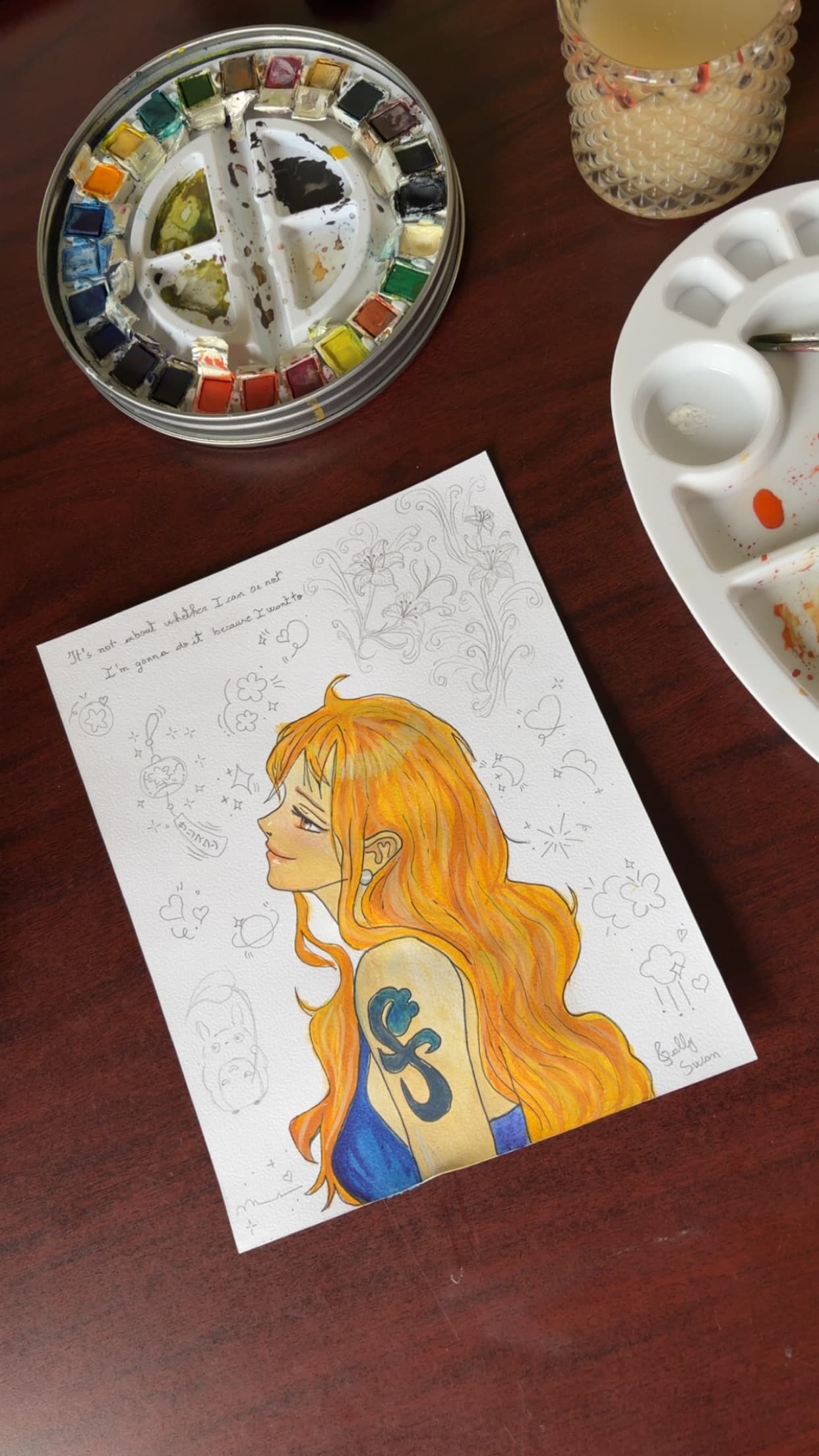 Nami using watercolor